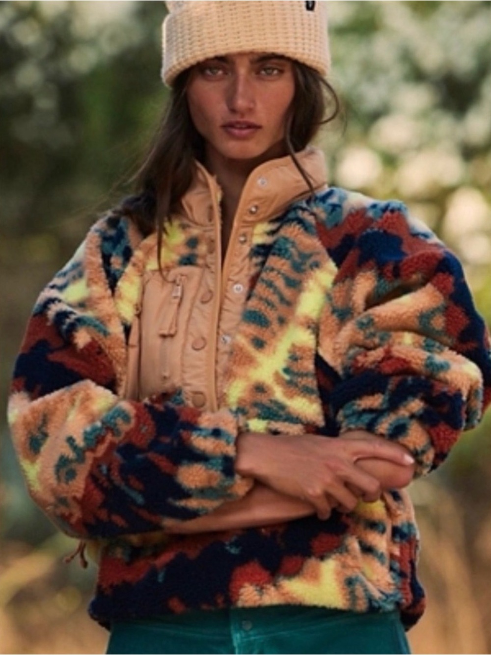 Free People Tie-Dye Sherpa Pullover Jacket - Multicolor
